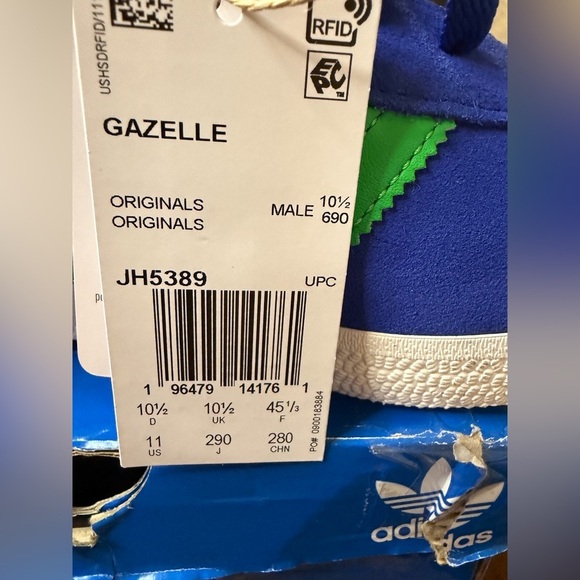 New with Damaged Box Adidas Gazelle Men\'s Size 11 Shoes Blue Green Athletic main image 7